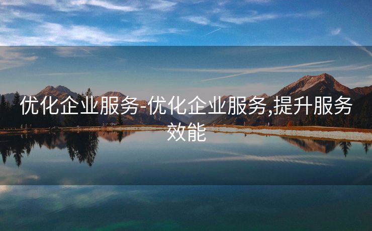 优化企业服务-优化企业服务,提升服务效能