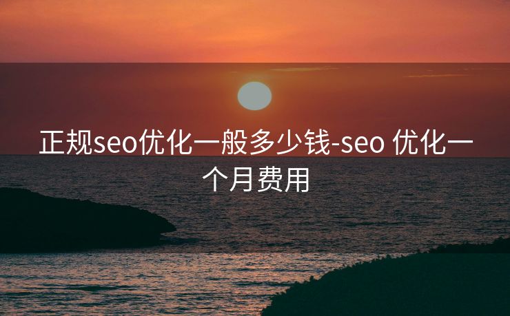 正规seo优化一般多少钱-seo 优化一个月费用