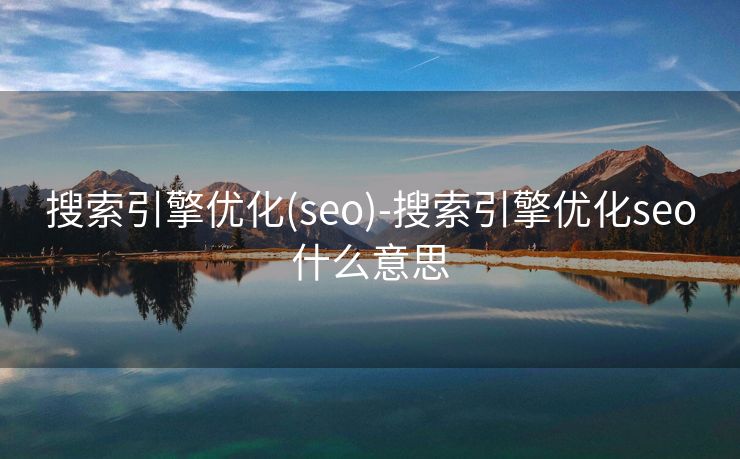 搜索引擎优化(seo)-搜索引擎优化seo什么意思