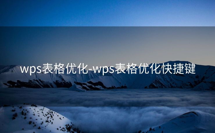 wps表格优化-wps表格优化快捷键