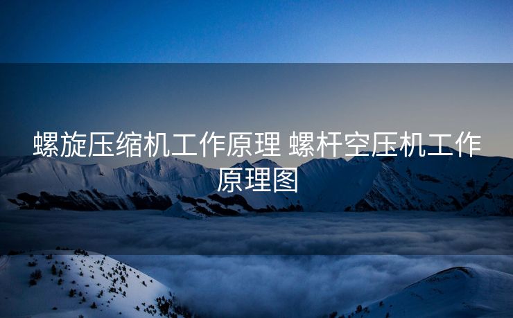 螺旋压缩机工作原理 螺杆空压机工作原理图 螺旋压缩机工作原理 螺杆空压机工作原理图