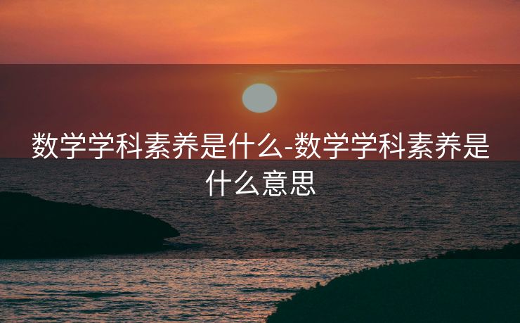 数学学科素养是什么-数学学科素养是什么意思