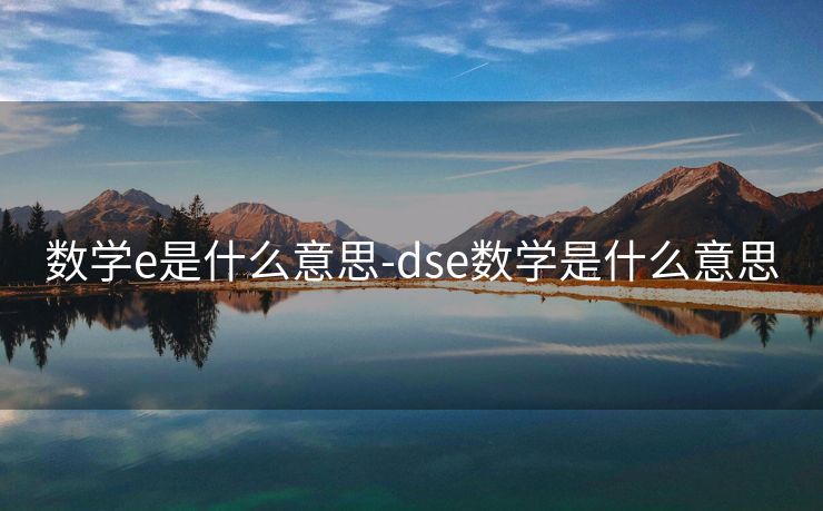 数学e是什么意思-dse数学是什么意思