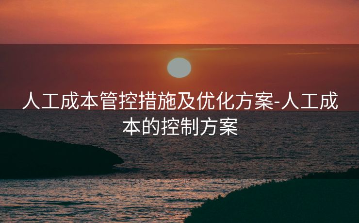 人工成本管控措施及优化方案-人工成本的控制方案
