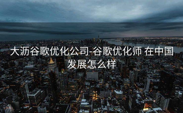大沥谷歌优化公司-谷歌优化师 在中国发展怎么样